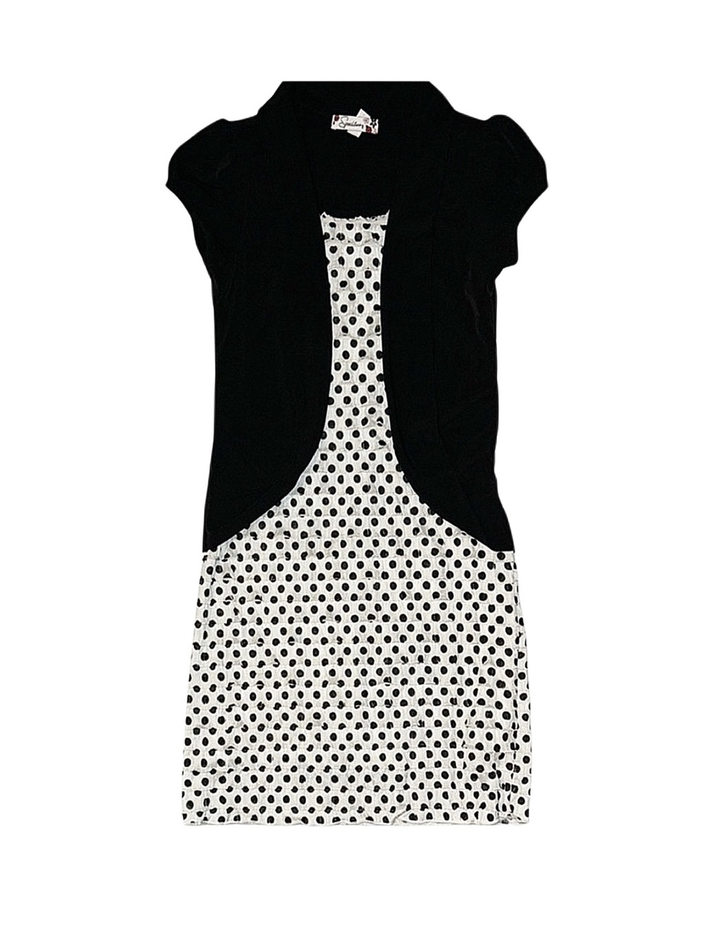 SPEECHLESS Girl's Black And White Short Sleeve Dress Size 12